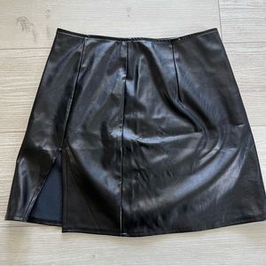 Faux Leather Mini High Waisted Skirt